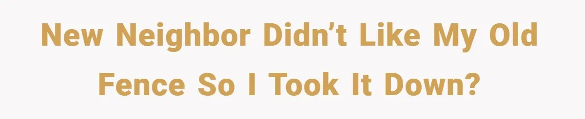 New neighbor didn’t like my old fence so I took it down?