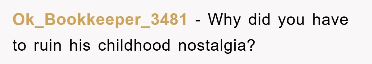 Ok_Bookkeeper_3481 − Why did you have to ruin his childhood nostalgia?