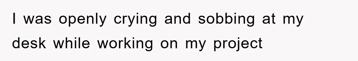 I was openly crying and sobbing at my desk while working on my project