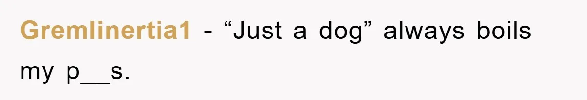 Gremlinertia1 − “Just a dog” always boils my p__s.