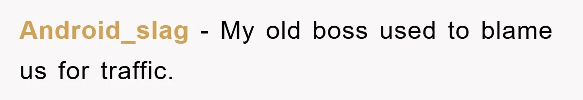 Android_slag − My old boss used to blame us for traffic.