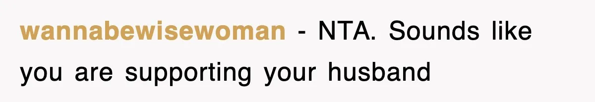 wannabewisewoman − NTA. Sounds like you are supporting your husband