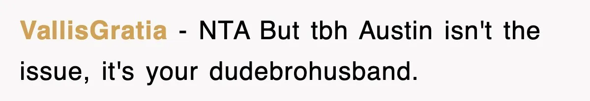 VallisGratia − NTA But tbh Austin isn't the issue, it's your dudebrohusband.