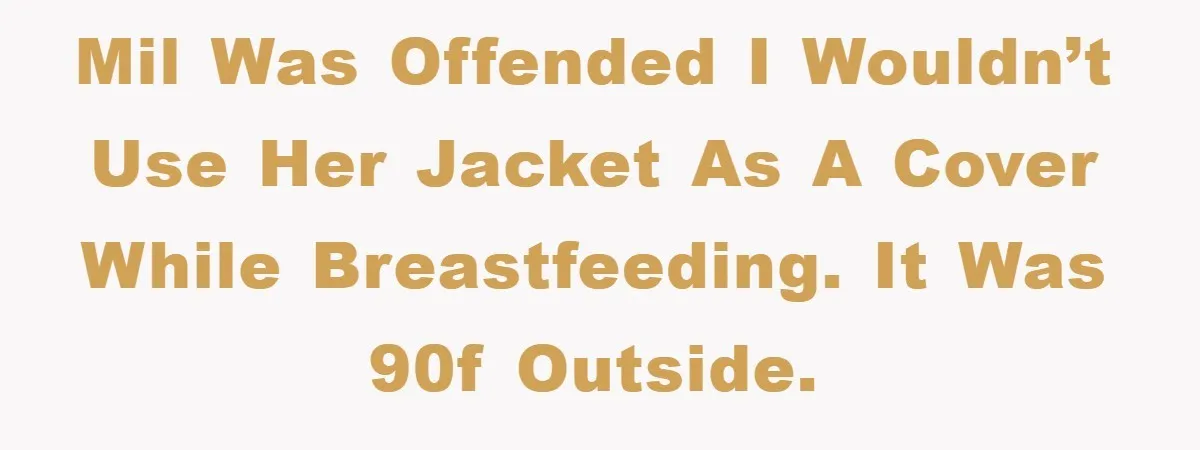 MIL was offended I wouldn’t use her jacket as a cover while breastfeeding. It was 90F outside.