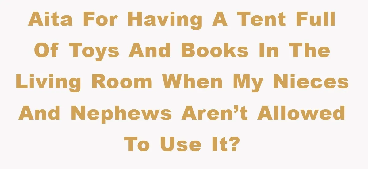 Family Threatens to Ban Mom From Future Holidays Over a Special Needs Tent AITA for having a tent full of toys and books in the living room when my nieces and nephews aren’t allowed to use it?