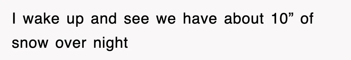 I wake up and see we have about 10” of snow over night