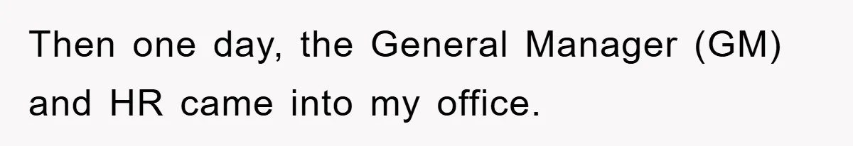 Then one day, the General Manager (GM) and HR came into my office.