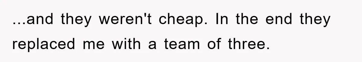 ...and they weren't cheap. In the end they replaced me with a team of three.
