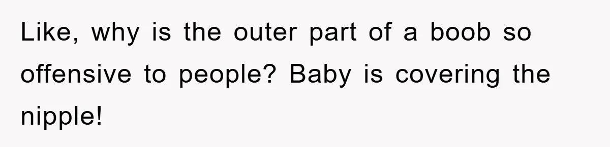 Like, why is the outer part of a boob so offensive to people? Baby is covering the nipple!