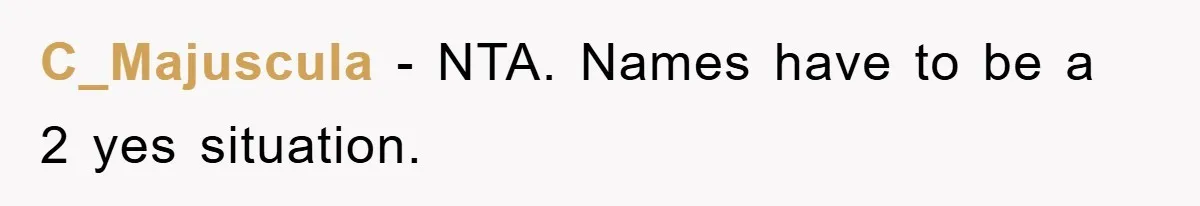 Dad-to-Be Shuts Down Wife’s Dream Baby Name, Fearing It Will Ruin Her Life C_Majuscula - NTA. Names have to be a 2 yes situation.