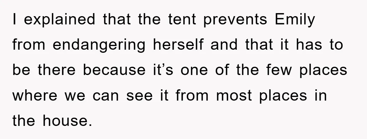 Family Threatens to Ban Mom From Future Holidays Over a Special Needs Tent I explained that the tent prevents Emily from endangering herself and that it has to be there because it’s one of the few places where we can see it from...