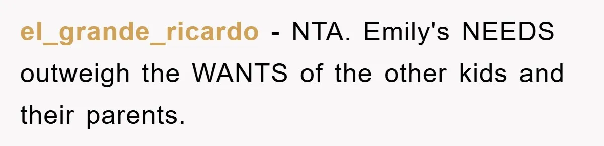 Family Threatens to Ban Mom From Future Holidays Over a Special Needs Tent el_grande_ricardo - NTA. Emily's NEEDS outweigh the WANTS of the other kids and their parents.