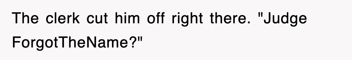 The clerk cut him off right there. "Judge ForgotTheName?"