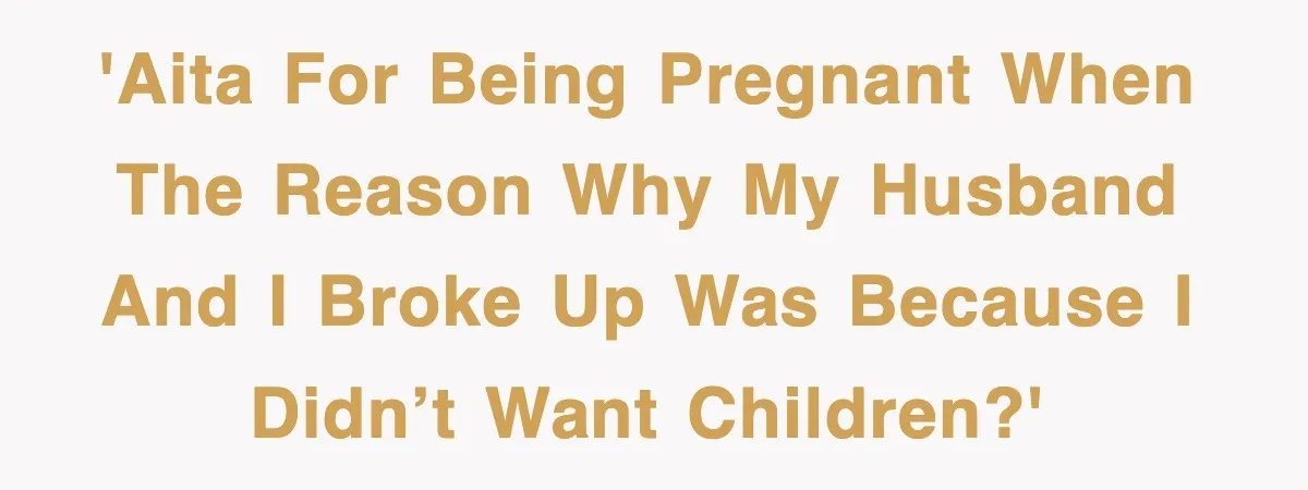 Ex-Husband Furious After Discovering His Child-Free Ex Now Gets Pregnant 'AITA for being pregnant when the reason why my husband and I broke up was because I didn’t want children?'