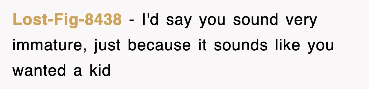 Ex-Husband Furious After Discovering His Child-Free Ex Now Gets Pregnant Lost-Fig-8438 − I'd say you sound very immature, just because it sounds like you wanted a kid
