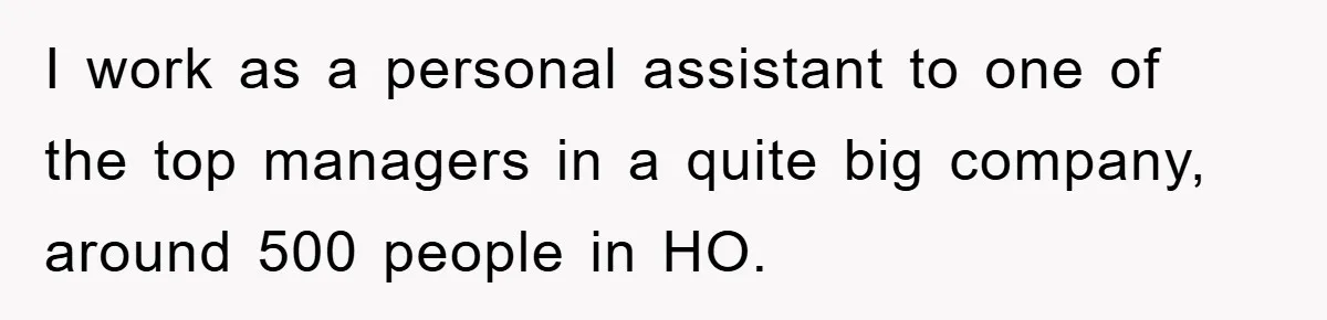 I work as a personal assistant to one of the top managers in a quite big company, around 500 people in HO.
