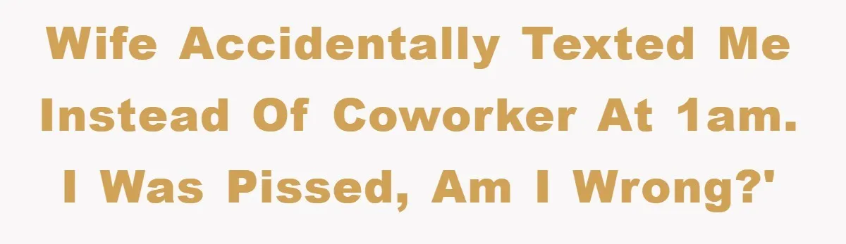Wife accidentally texted me instead of coworker at 1AM. I was pissed, am I wrong?'