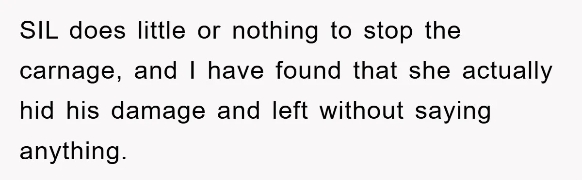 SIL does little or nothing to stop the carnage, and I have found that she actually hid his damage and left without saying anything.