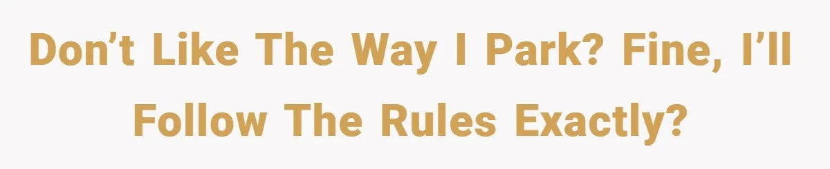 Don’t like the way I park? Fine, I’ll follow the rules EXACTLY?