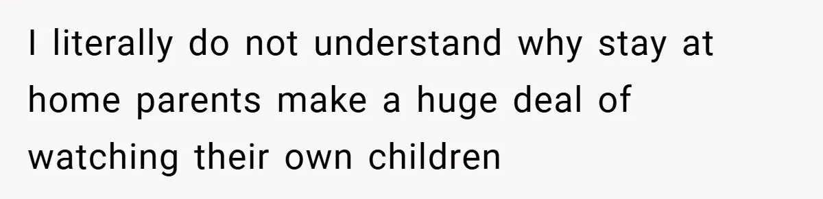 I literally do not understand why stay at home parents make a huge deal of watching their own children