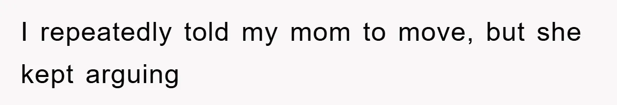 I repeatedly told my mom to move, but she kept arguing
