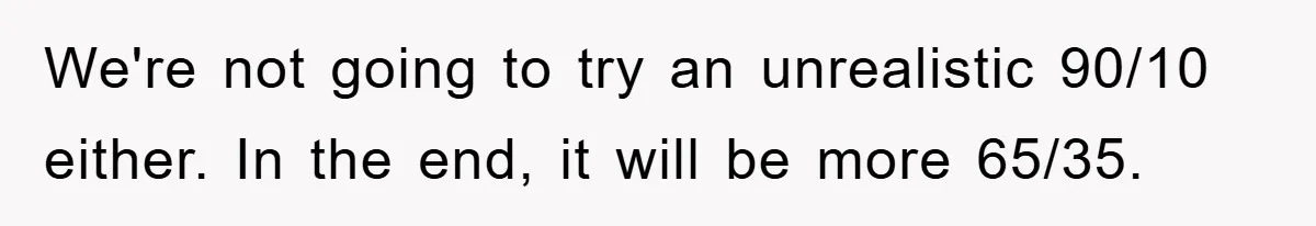 We're not going to try an unrealistic 90/10 either. In the end, it will be more 65/35.