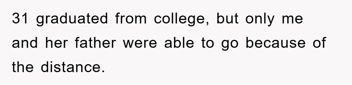 31 graduated from college, but only me and her father were able to go because of the distance.