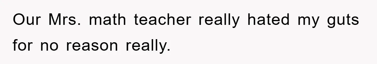 Our Mrs. math teacher really hated my guts for no reason really.