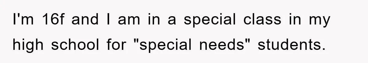 I'm 16f and I am in a special class in my high school for "special needs" students.