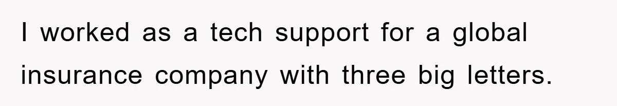 I worked as a tech support for a global insurance company with three big letters.