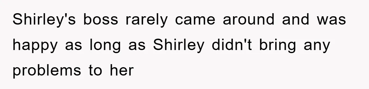 Shirley's boss rarely came around and was happy as long as Shirley didn't bring any problems to her
