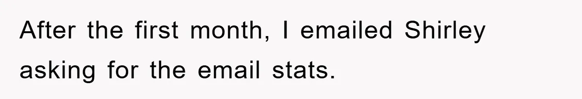 After the first month, I emailed Shirley asking for the email stats.