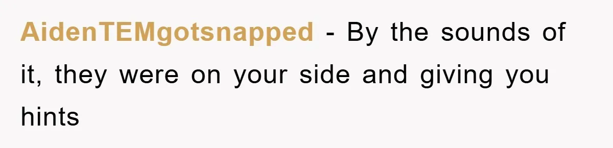 AidenTEMgotsnapped − By the sounds of it, they were on your side and giving you hints