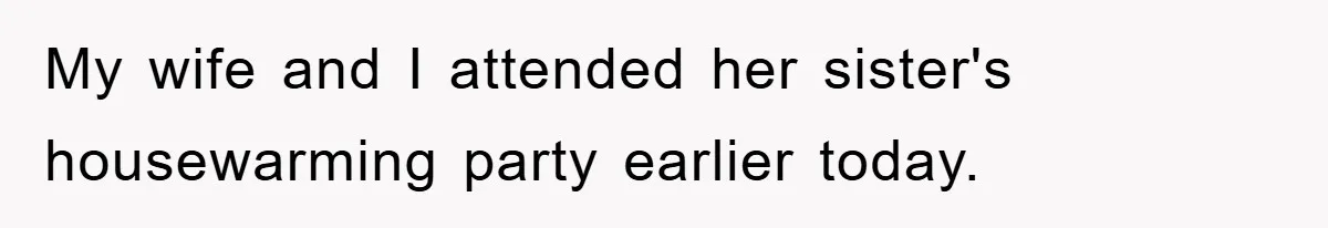 My wife and I attended her sister's housewarming party earlier today.