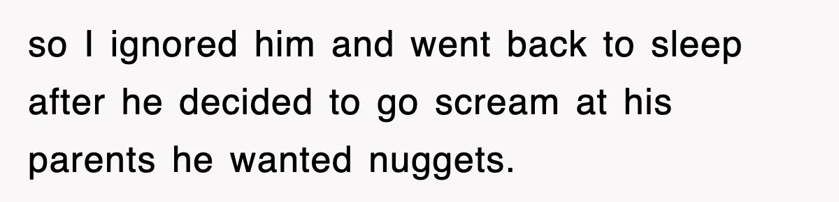 Entitled Parents Let Their Kid Scream At 4 A.M., So Guest Took The Turkey And Left so I ignored him and went back to sleep after he decided to go scream at his parents he wanted nuggets.