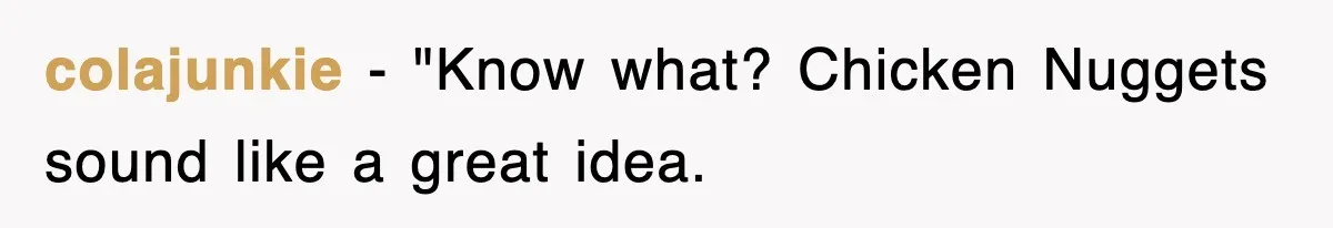 Entitled Parents Let Their Kid Scream At 4 A.M., So Guest Took The Turkey And Left colajunkie − "Know what? Chicken Nuggets sound like a great idea.