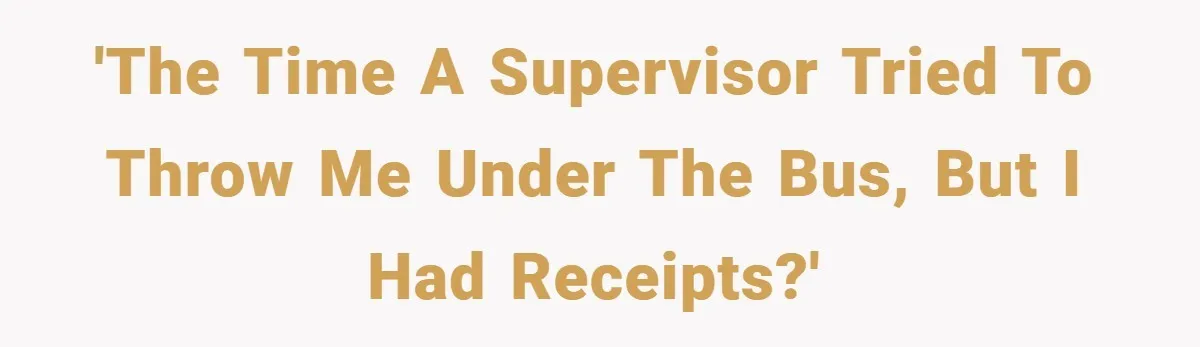 'The time a supervisor tried to throw me under the bus, but I had receipts?'