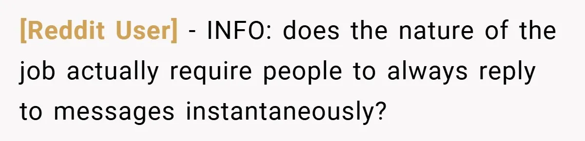 [Reddit User] − INFO: does the nature of the job actually require people to always reply to messages instantaneously?