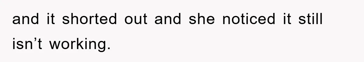 and it shorted out and she noticed it still isn’t working.