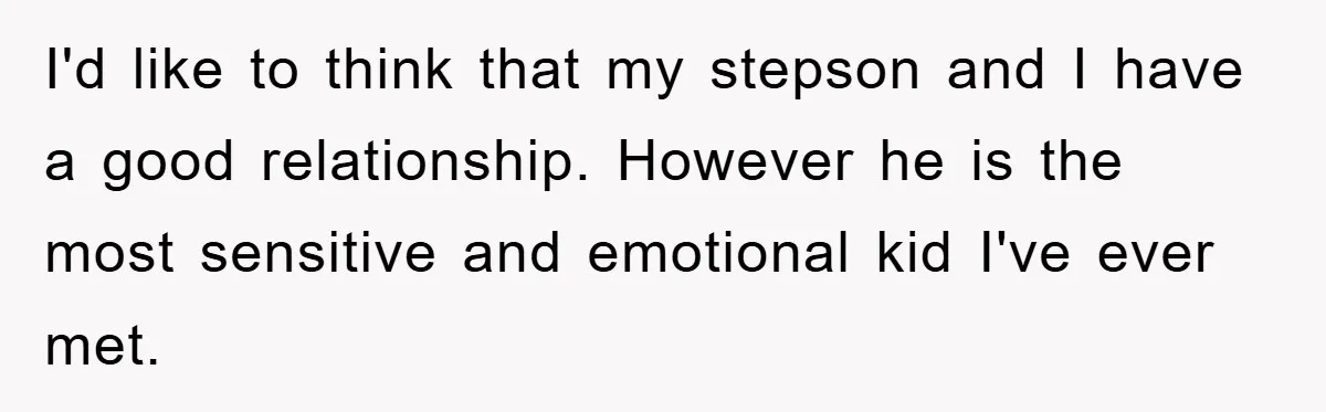 I'd like to think that my stepson and I have a good relationship. However he is the most sensitive and emotional kid I've ever met.