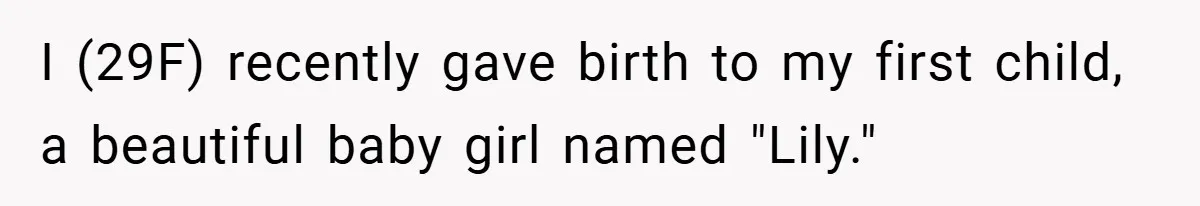 I (29F) recently gave birth to my first child, a beautiful baby girl named "Lily."