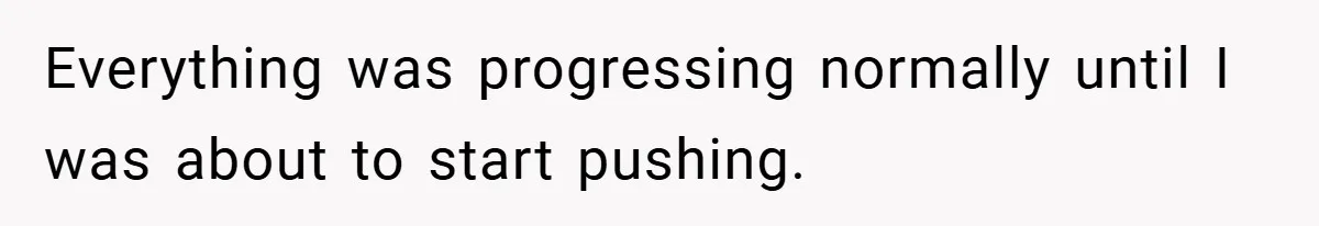 Everything was progressing normally until I was about to start pushing.