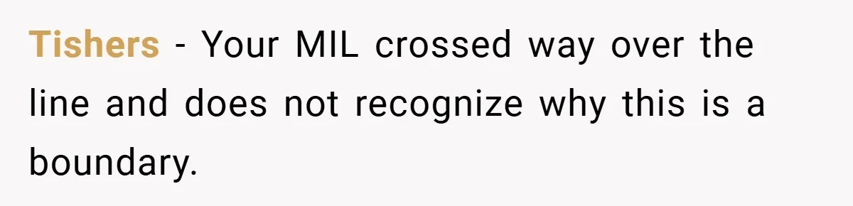 Tishers − Your MIL crossed way over the line and does not recognize why this is a boundary.