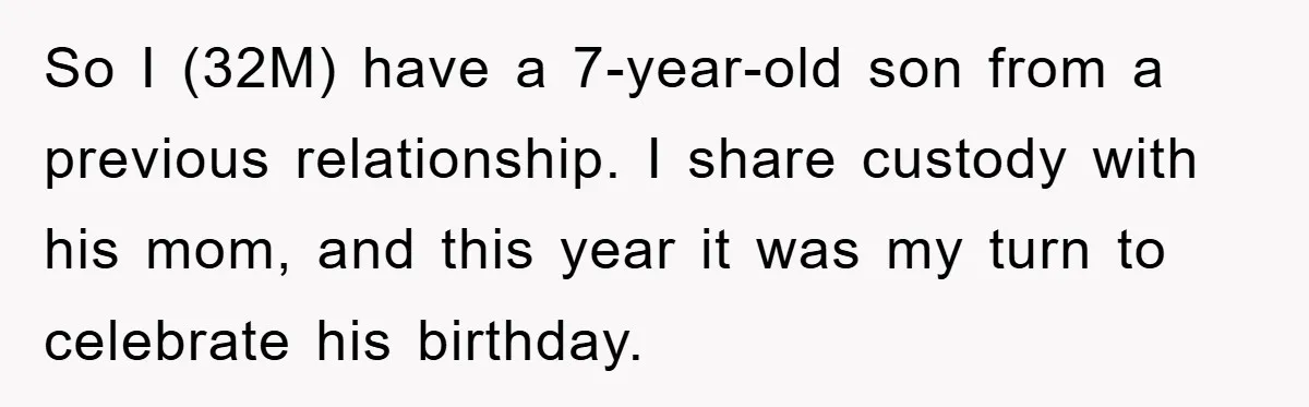 So I (32M) have a 7-year-old son from a previous relationship. I share custody with his mom, and this year it was my turn to celebrate his birthday.