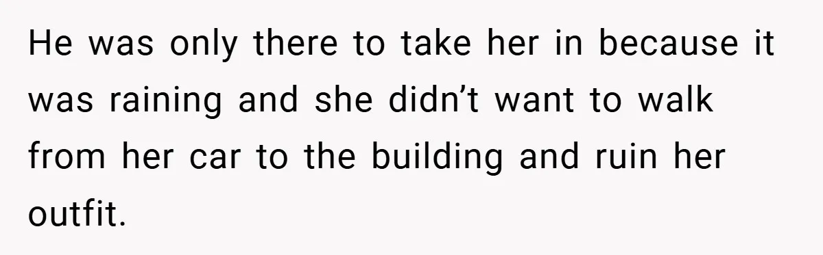 HR Boss Enforced Harsh Rules On Everyone, Until They Applied To Her He was only there to take her in because it was raining and she didn’t want to walk from her car to the building and ruin her outfit.