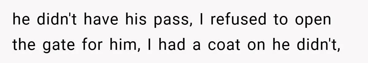 HR Boss Enforced Harsh Rules On Everyone, Until They Applied To Her he didn't have his pass, I refused to open the gate for him, I had a coat on he didn't,