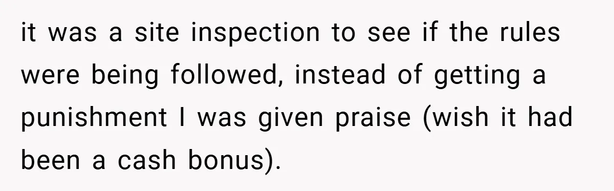 HR Boss Enforced Harsh Rules On Everyone, Until They Applied To Her it was a site inspection to see if the rules were being followed, instead of getting a punishment I was given praise (wish it had been a cash bonus).