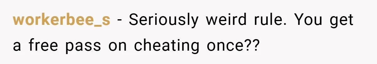 workerbee_s − Seriously weird rule. You get a free pass on cheating once??