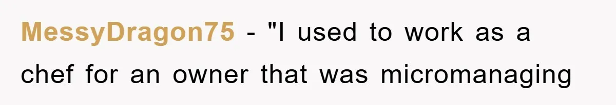 MessyDragon75 − "I used to work as a chef for an owner that was micromanaging