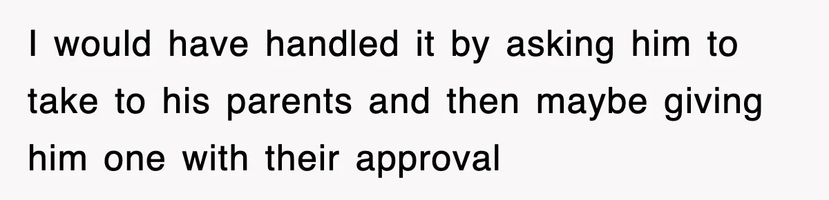 I would have handled it by asking him to take to his parents and then maybe giving him one with their approval